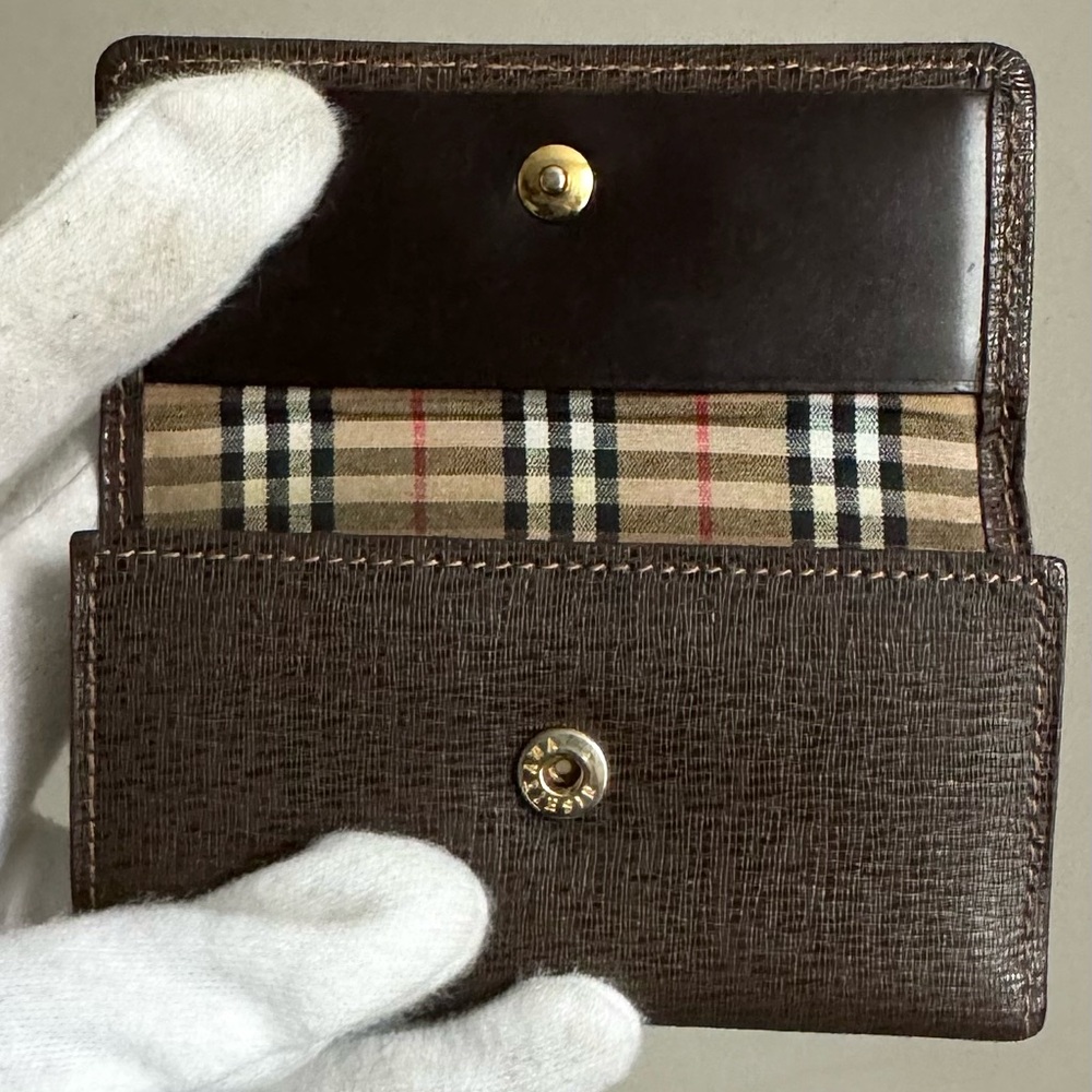 Burberry Brown Leather Key Case Holder Wallet - 3 Rings - Picture 7 of 14